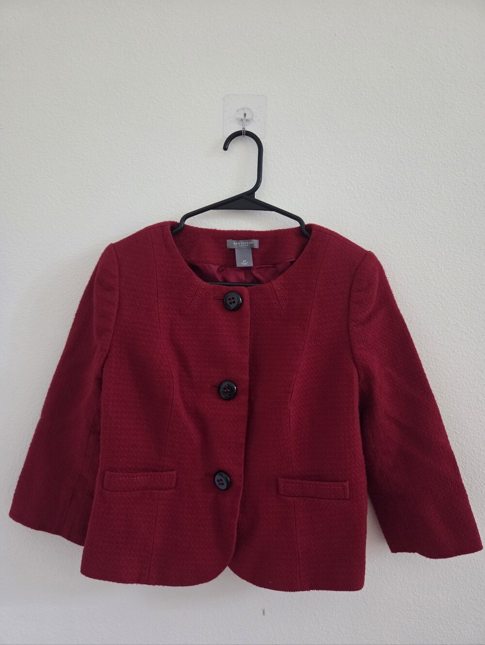 Ann Taylor Women's Red Round-Neck Blazer